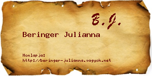 Beringer Julianna névjegykártya